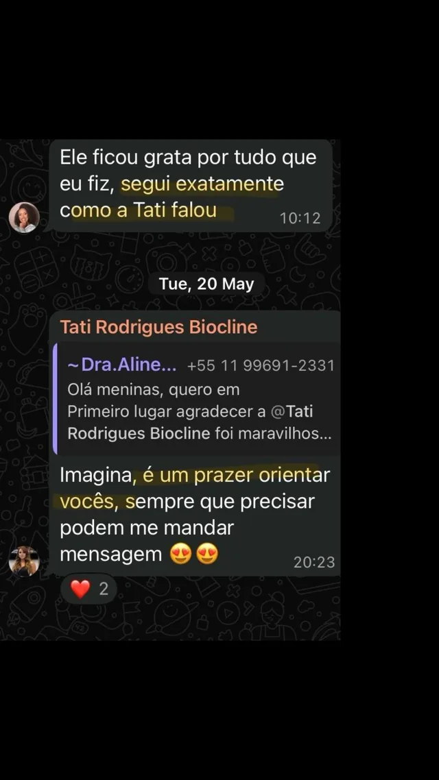 Mensagem em que uma aluna relata ter seguido exatamente o protocolo ensinado e o paciente ter ficado grato